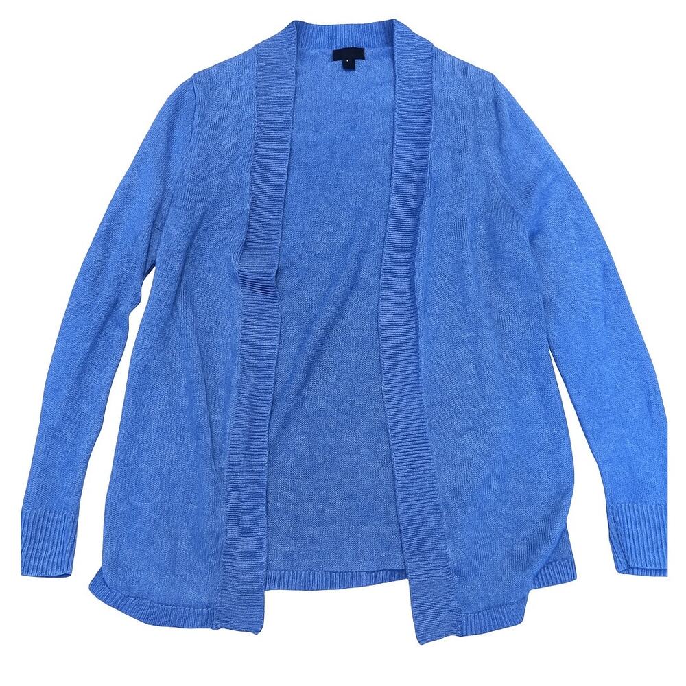 Talbots Petites 100% Linen Open Front Cardigan Sweater Blue Size‎ MP